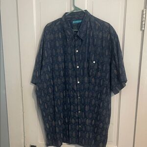 Tori Richard Navy and Beige Patterned Shirt